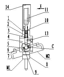 Checking fixture for measuring depth of bottom hole of valve retainer of engine cylinder cover