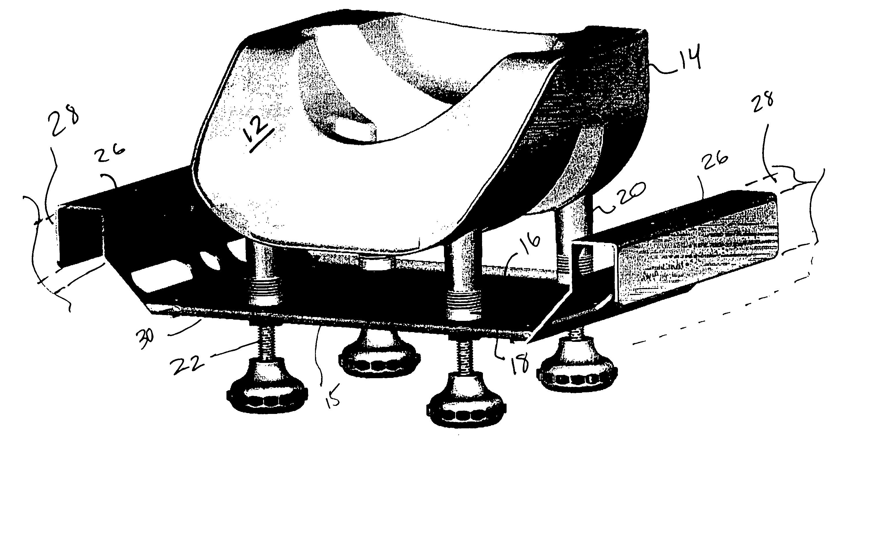 Table engageable support for head cushion supporting anesthetized patient