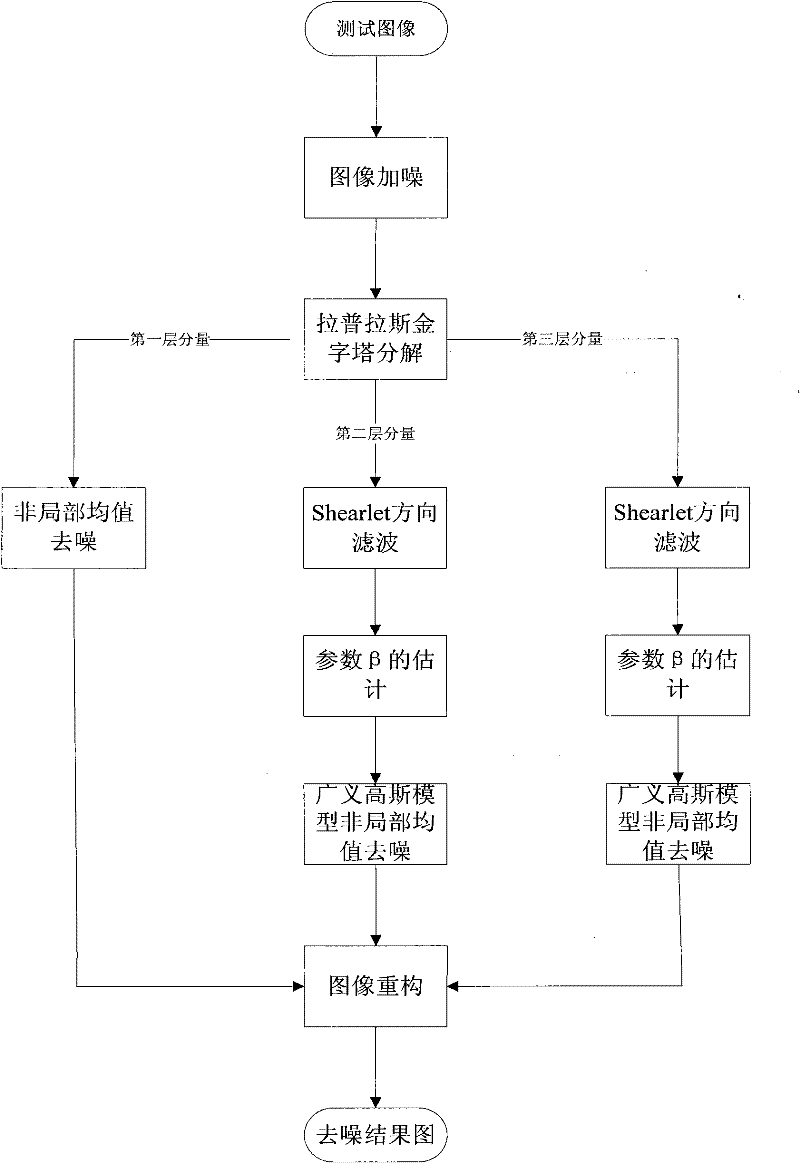 Natural image denoising method based on non-local mean value of shearlet region