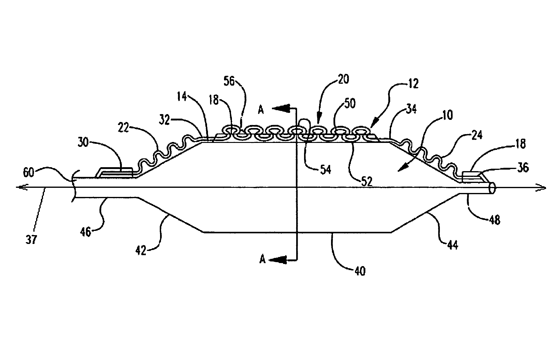 Serpentine cutting blade for cutting balloon