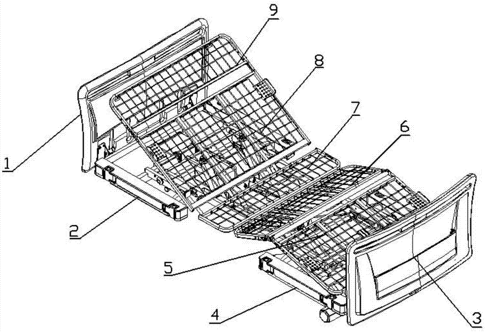 Spliced bed frame for electric nursing bed