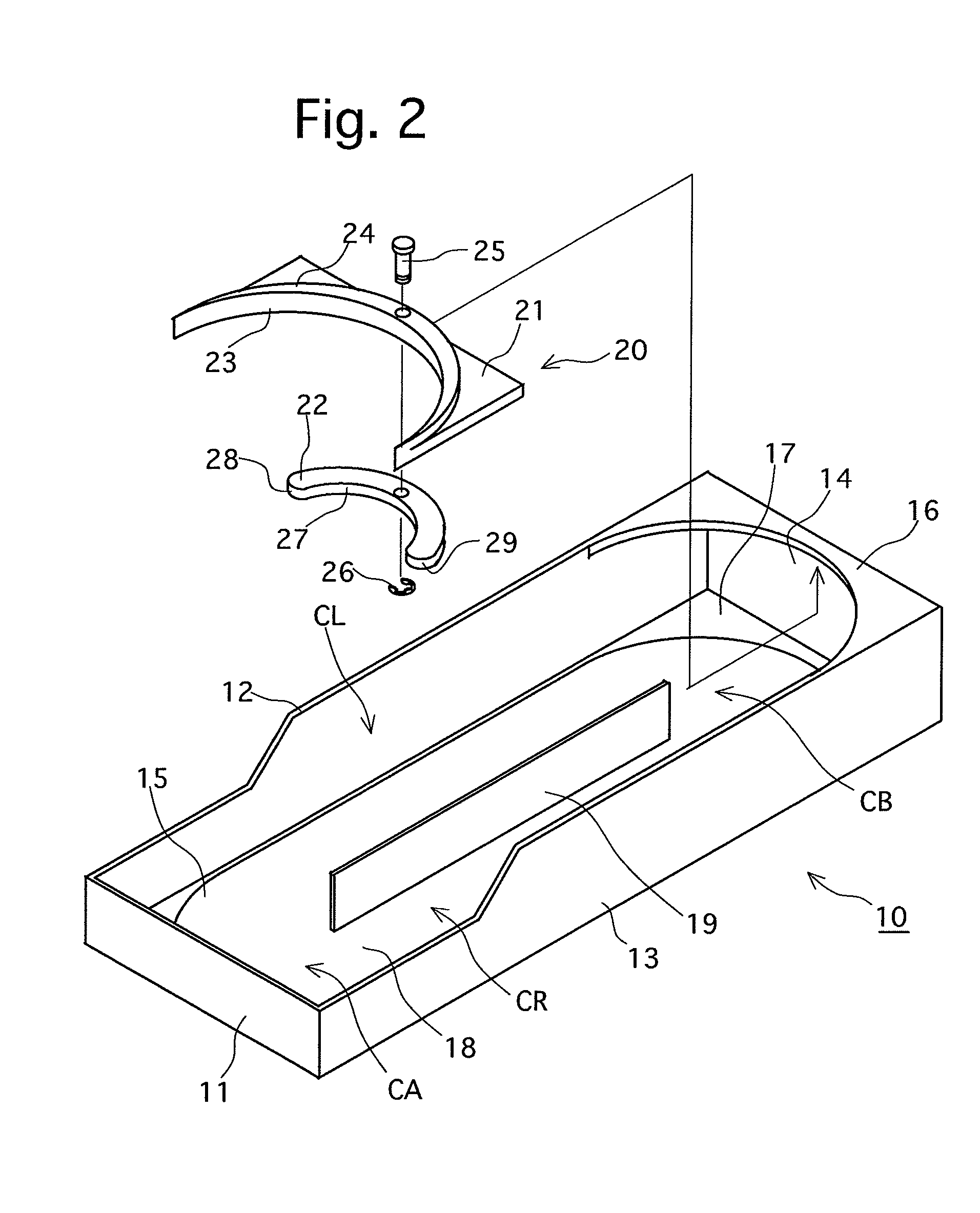 Article display tray provided with movement guide device, and movement guide device