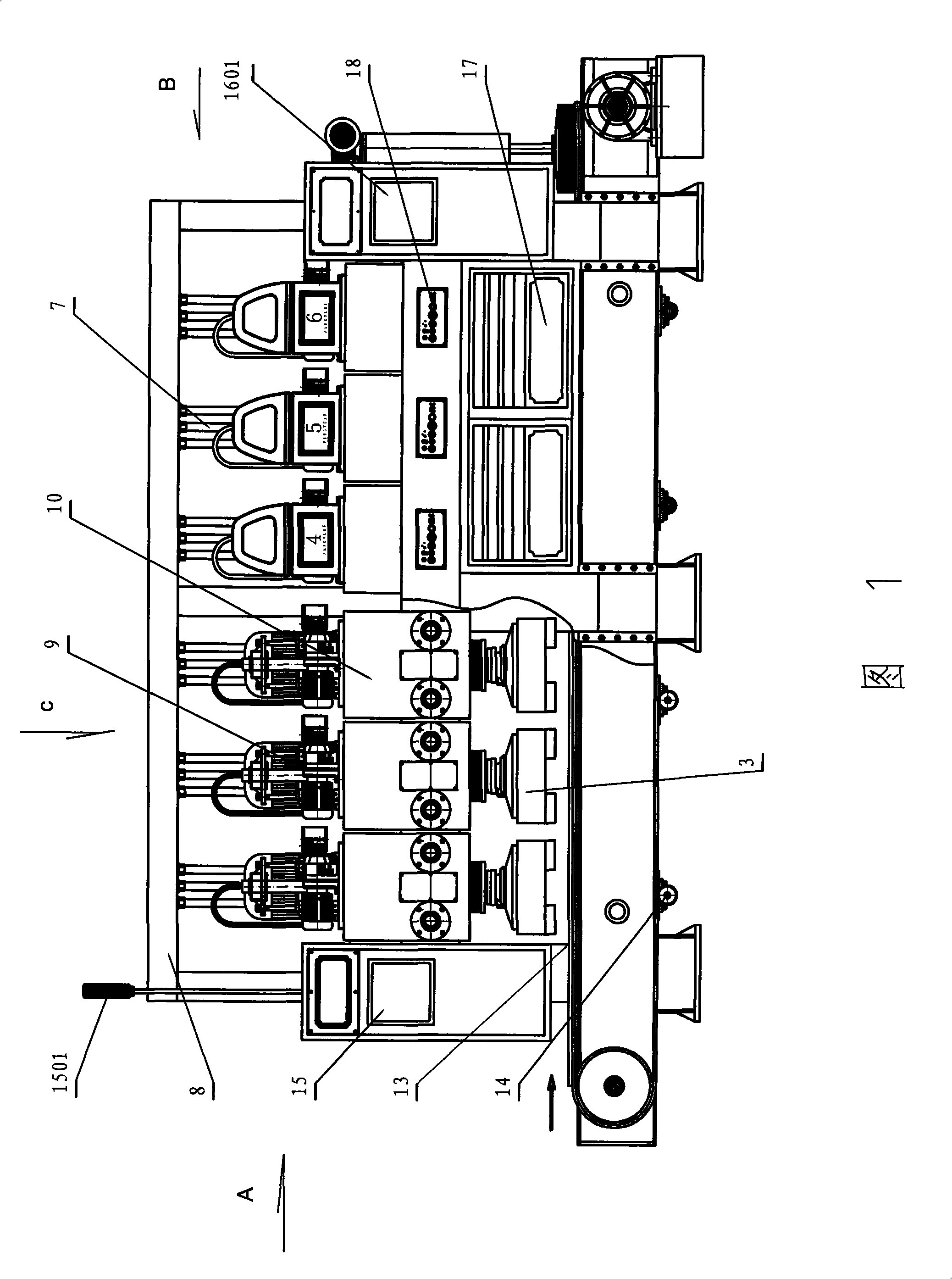 Full-automatic multi-grinding head polishing machine moving independently