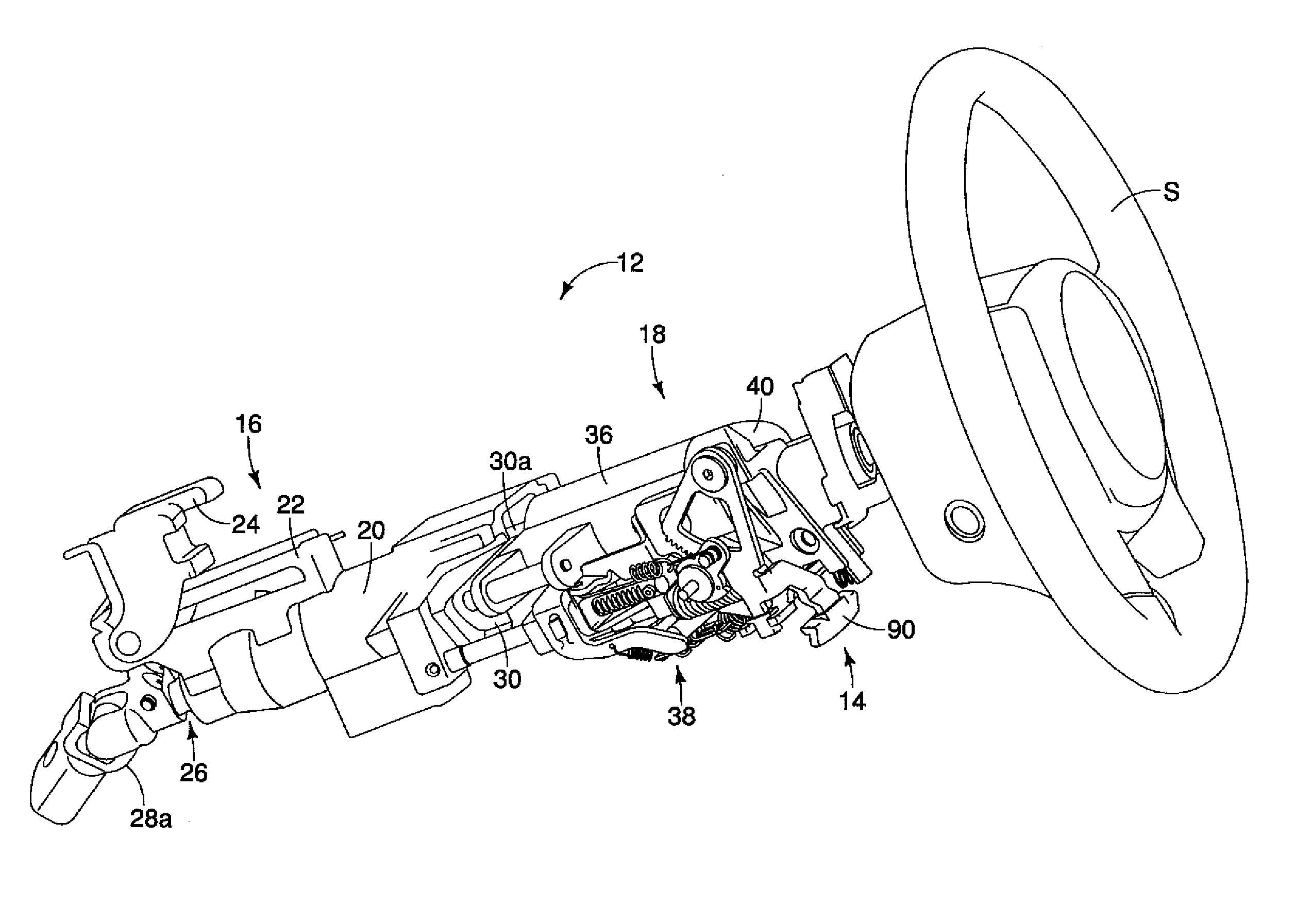 Vehicle steering column structure