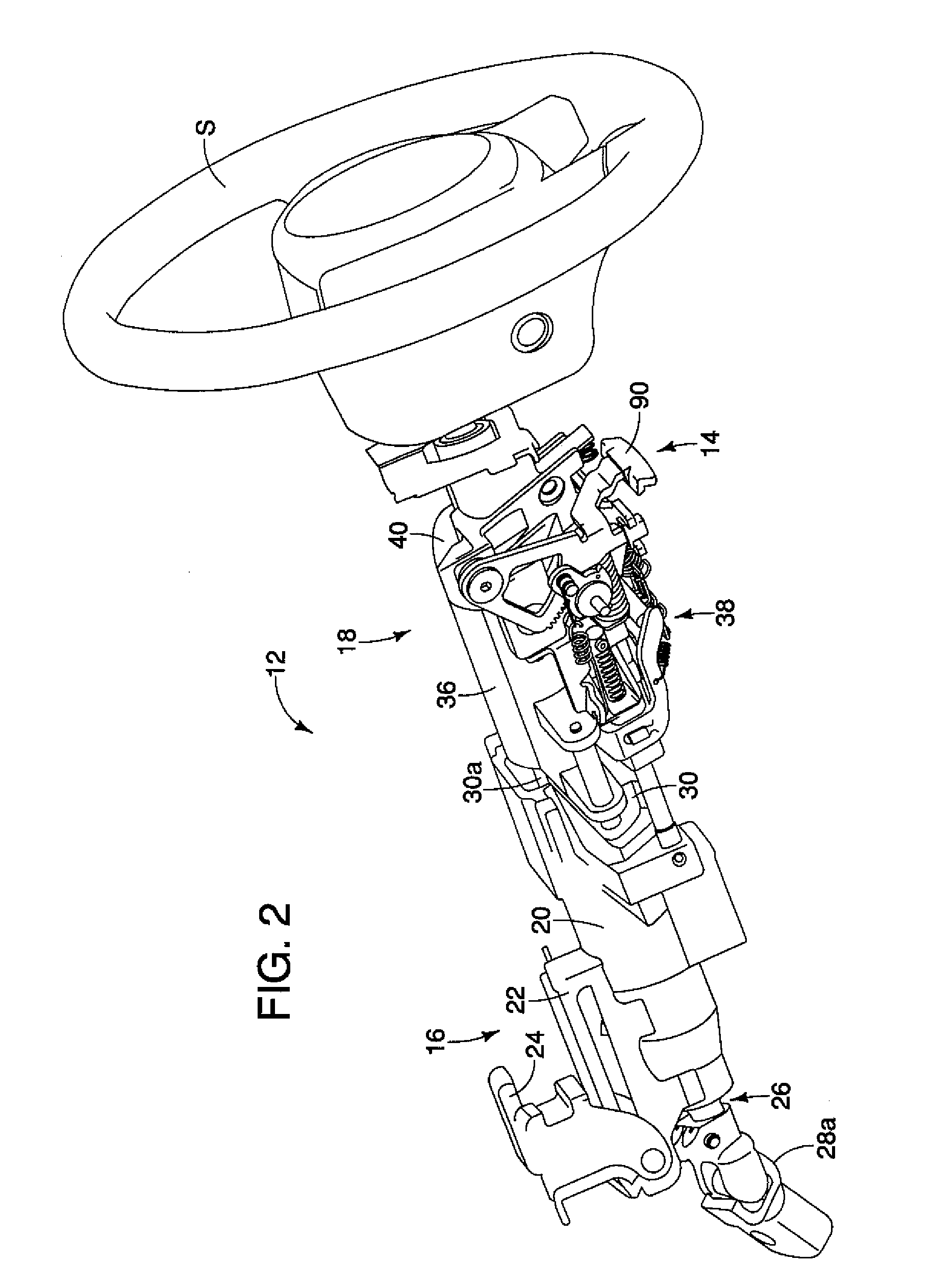 Vehicle steering column structure