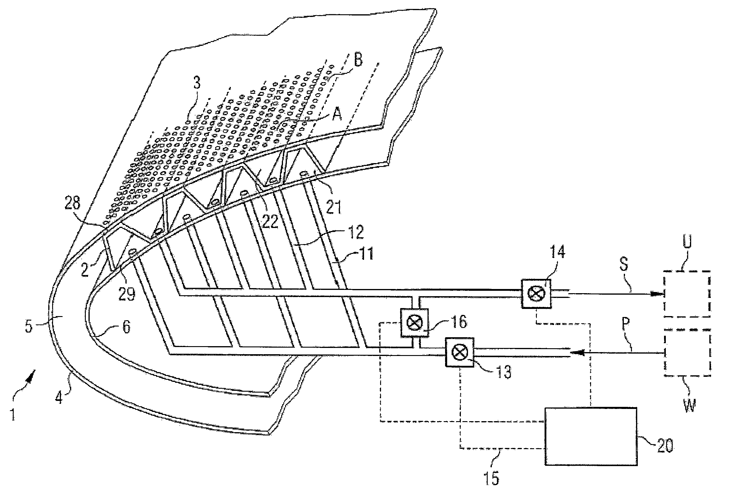 Aircraft component exposed to streaming surrounding air