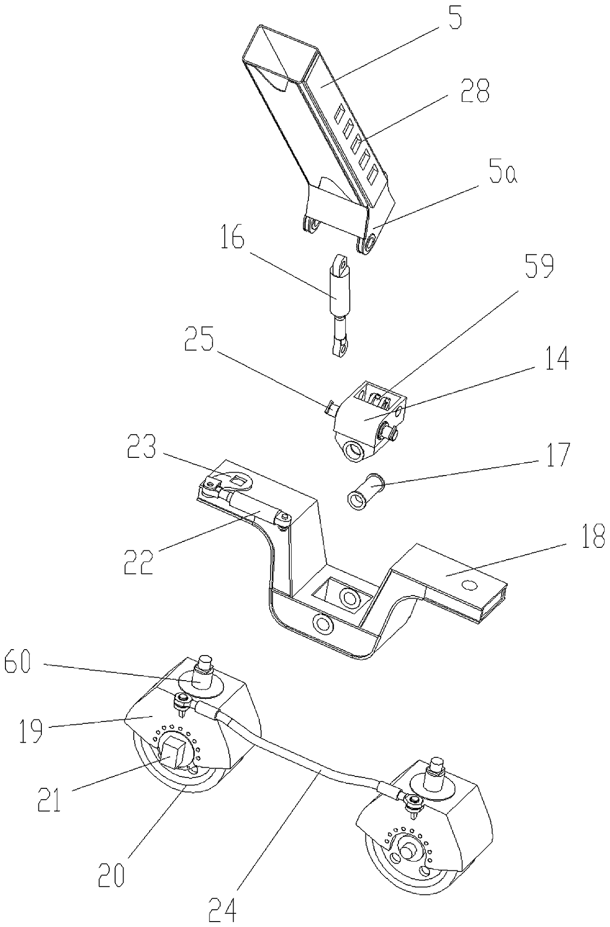 A trackless deformed gantry crane