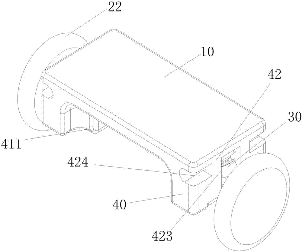 Swinging shock-absorbing personal transporter with wheel shafts and connecting rod springs