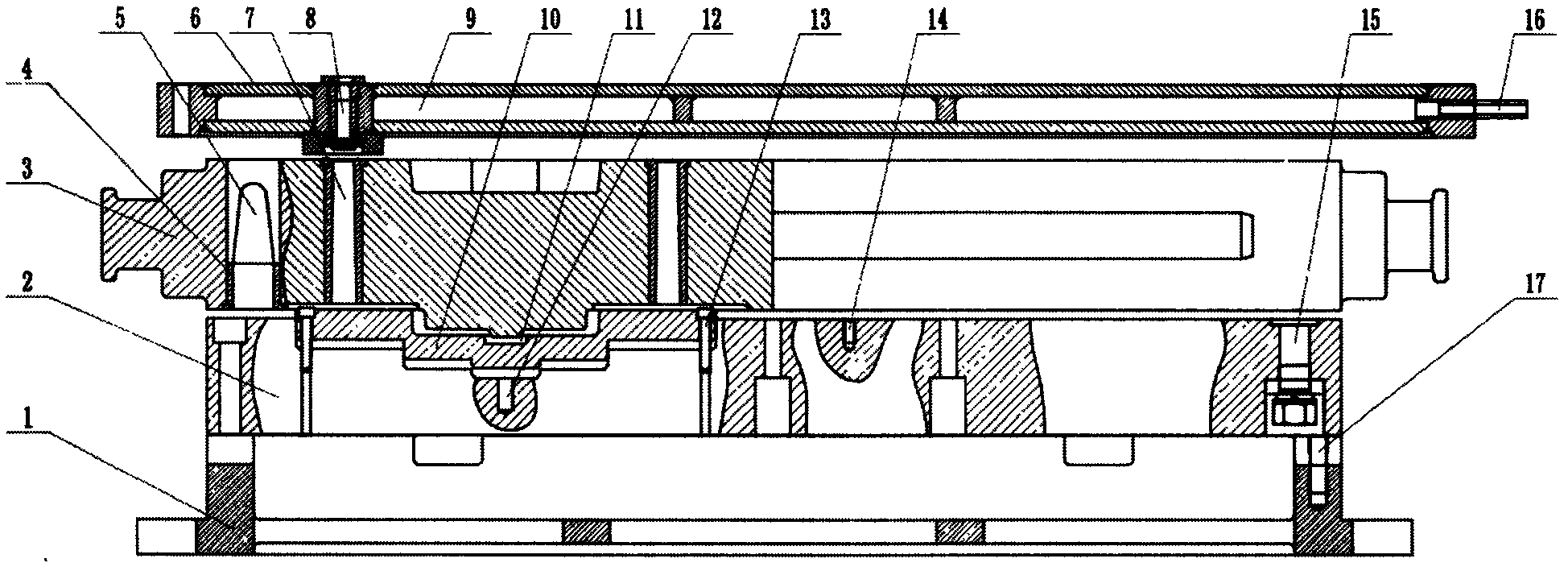 Universal negative type combined model used in production of diesel engine flywheel with iron mold coated sand