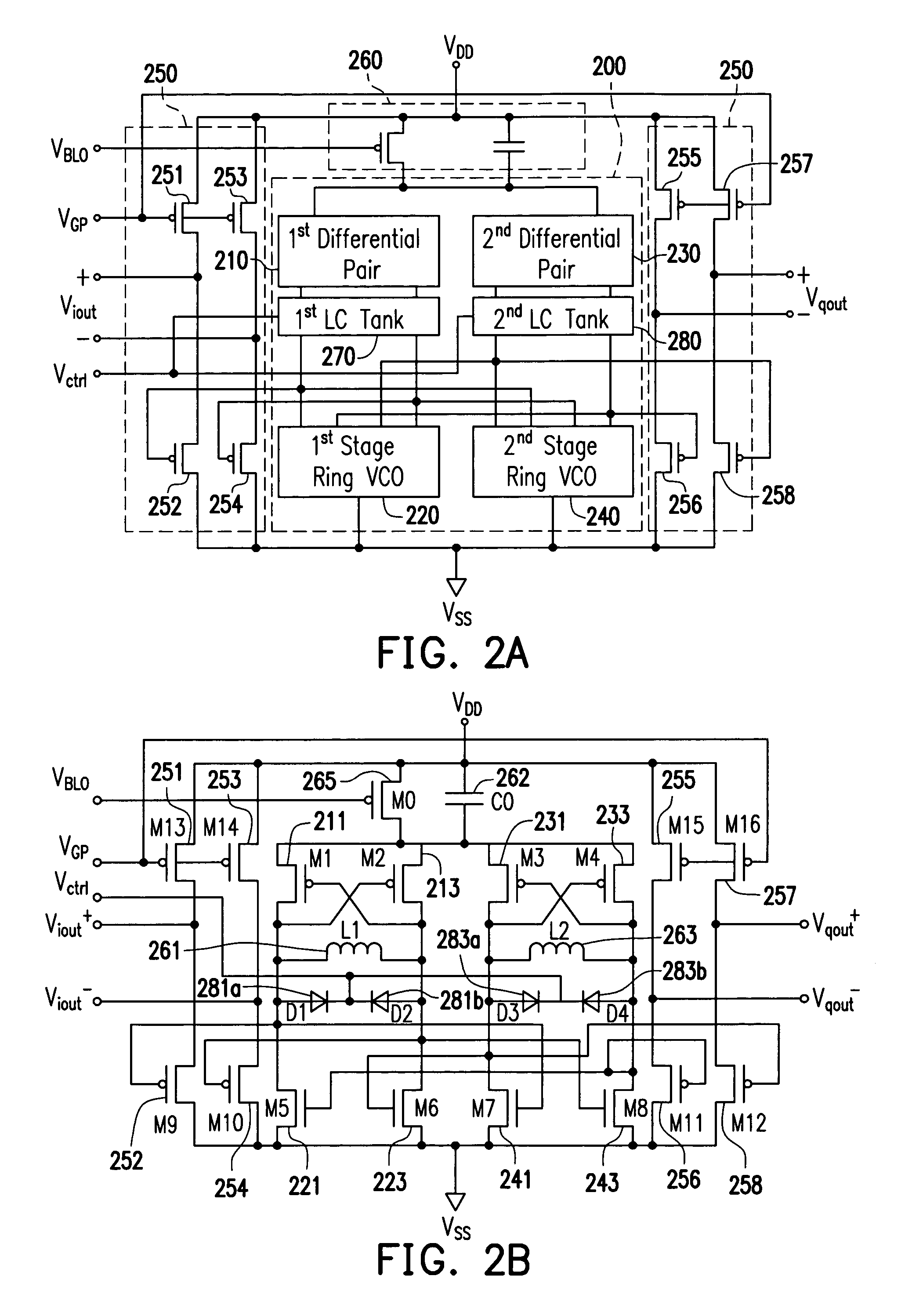 Quadrature VCO using symmetrical spiral inductors and differential varactors