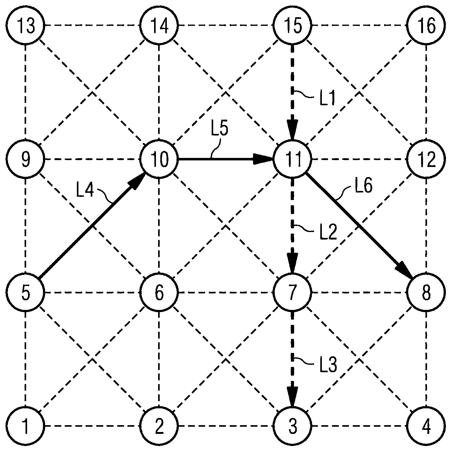 Method for associating time slots with links between network nodes of a wireless interconnected network