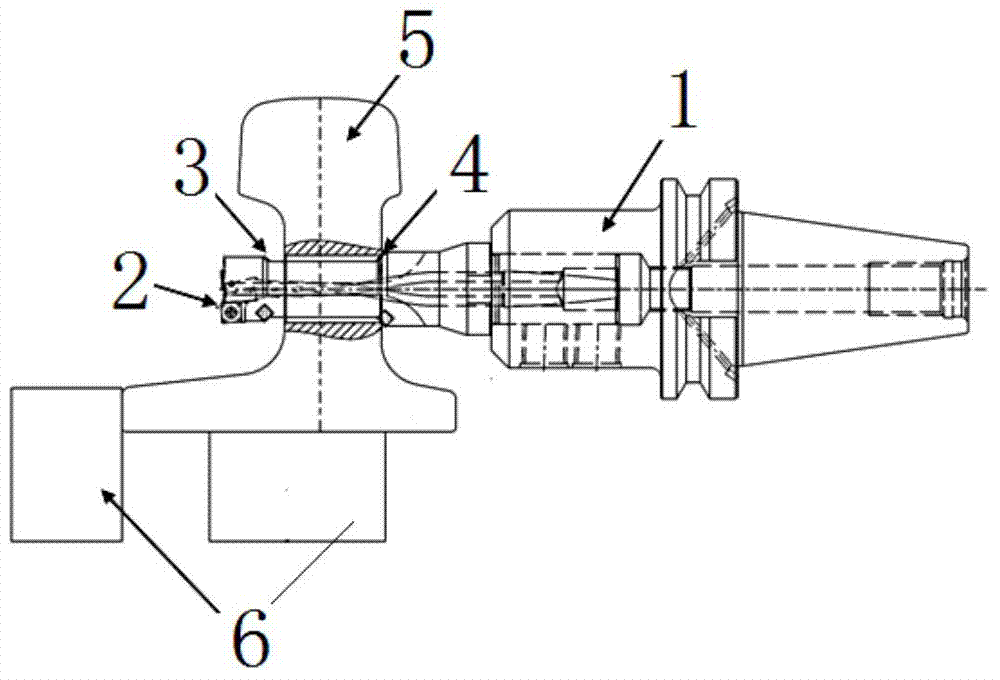 Cutting tool for drilling and chamfering steel rail and machining technology thereof