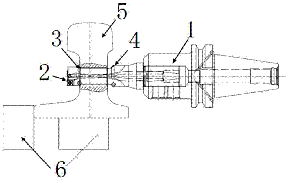 Cutting tool for drilling and chamfering steel rail and machining technology thereof