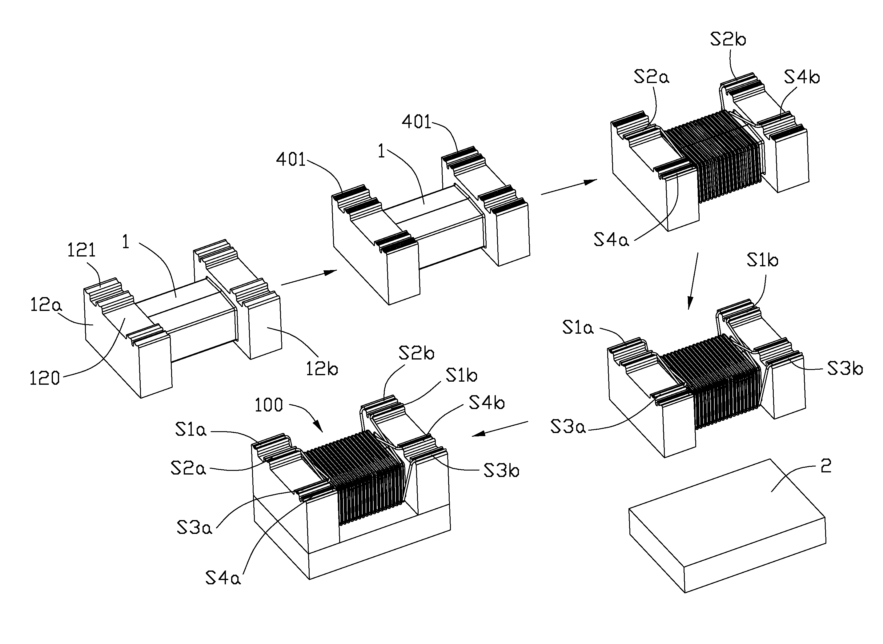 Surface mounted pulse transformer