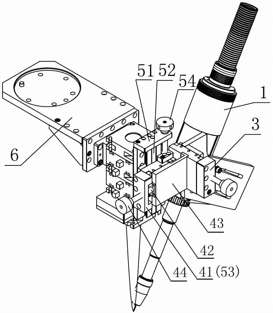 Laser-electric arc composite welding head adjusting device