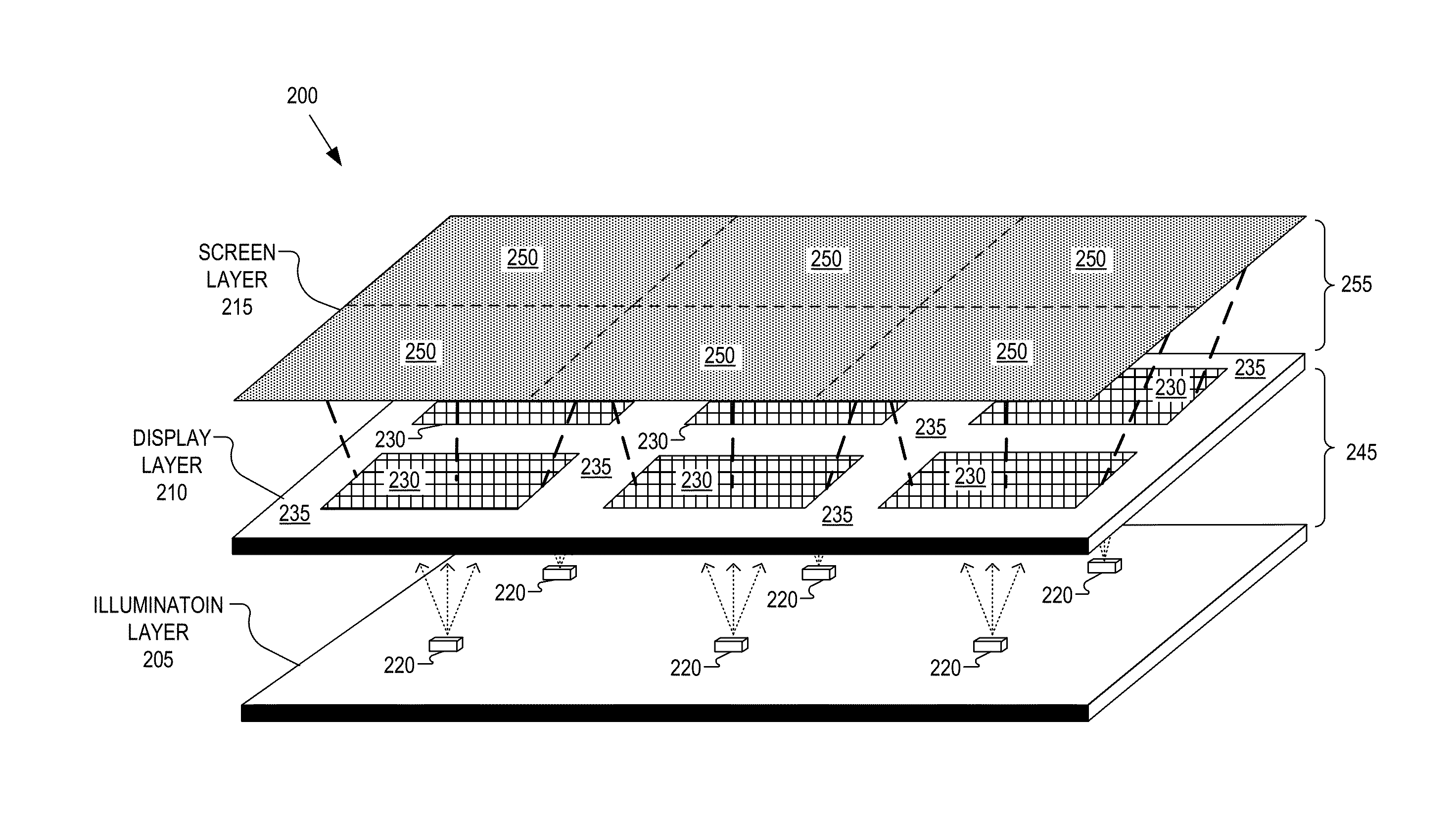 Shadow casting alignment technique for seamless displays