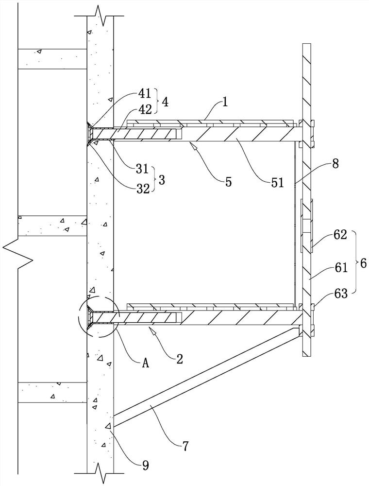 A cantilevered external scaffold for easy wall repair and its construction method