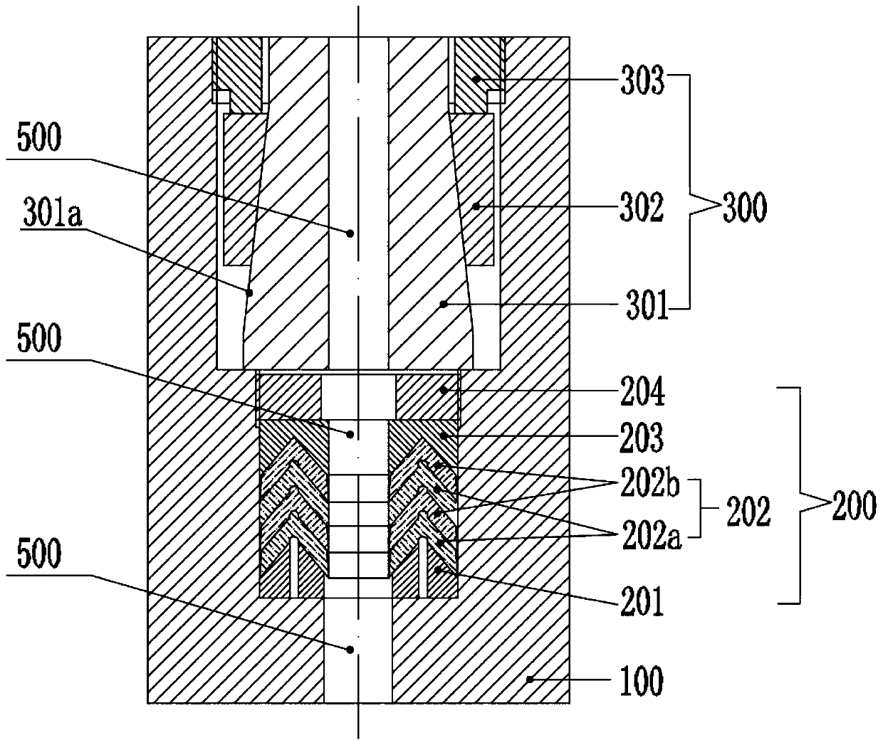 Combined-type self-sealing structure for deep sea cable cabin-penetrating