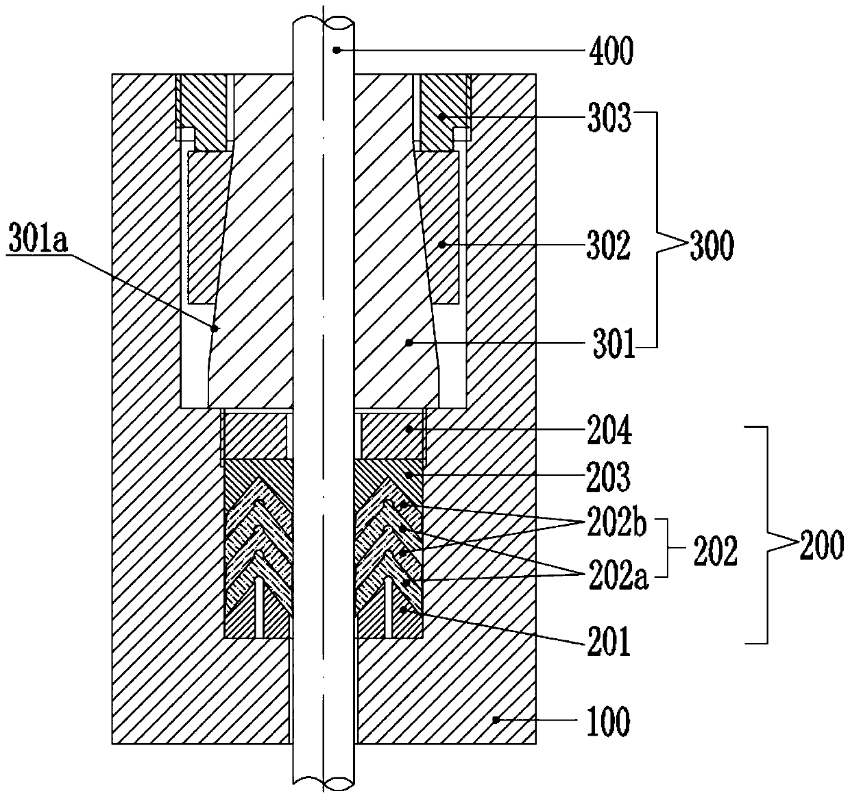 Combined-type self-sealing structure for deep sea cable cabin-penetrating