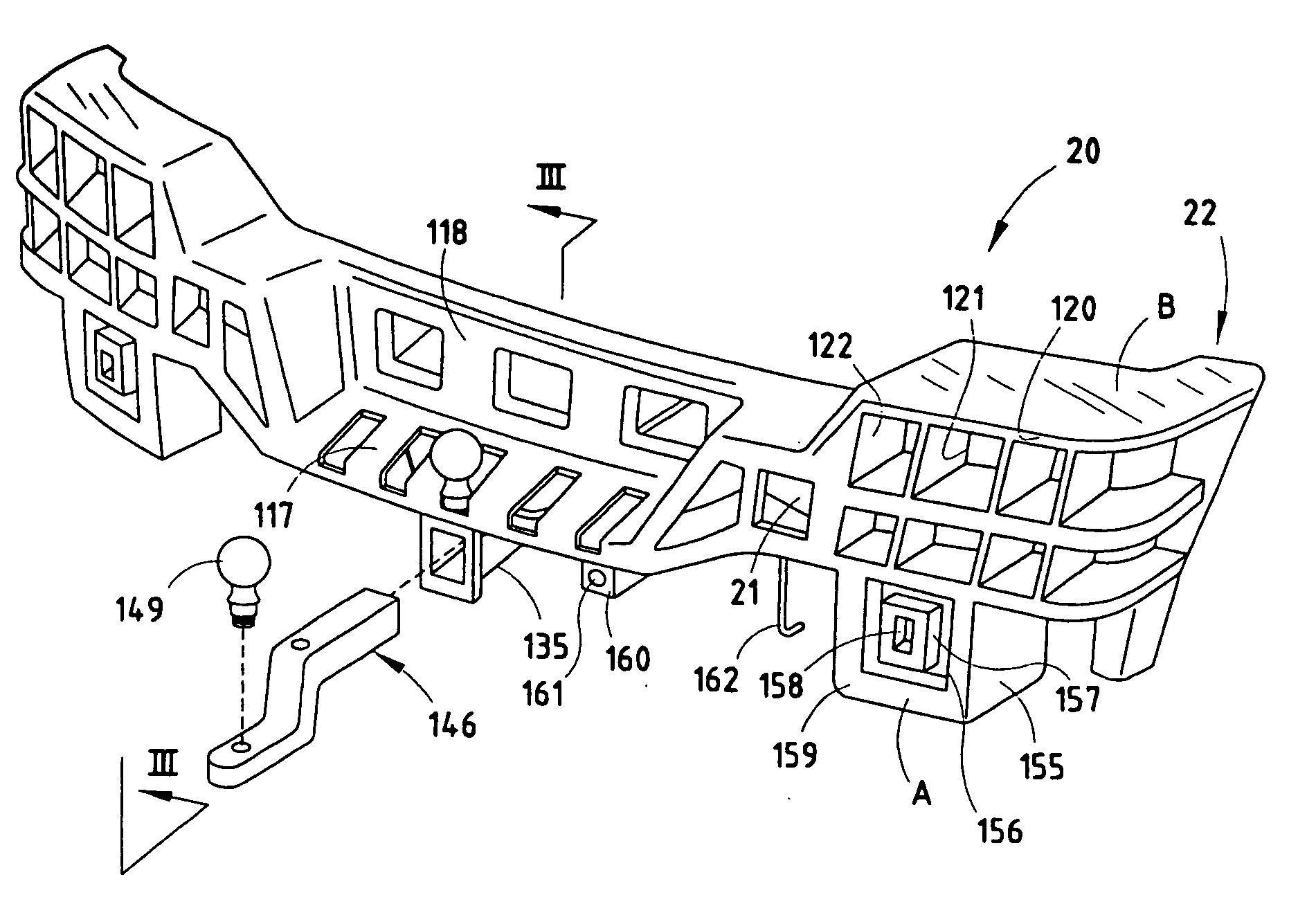 Bumper with energy absorber forming useful features