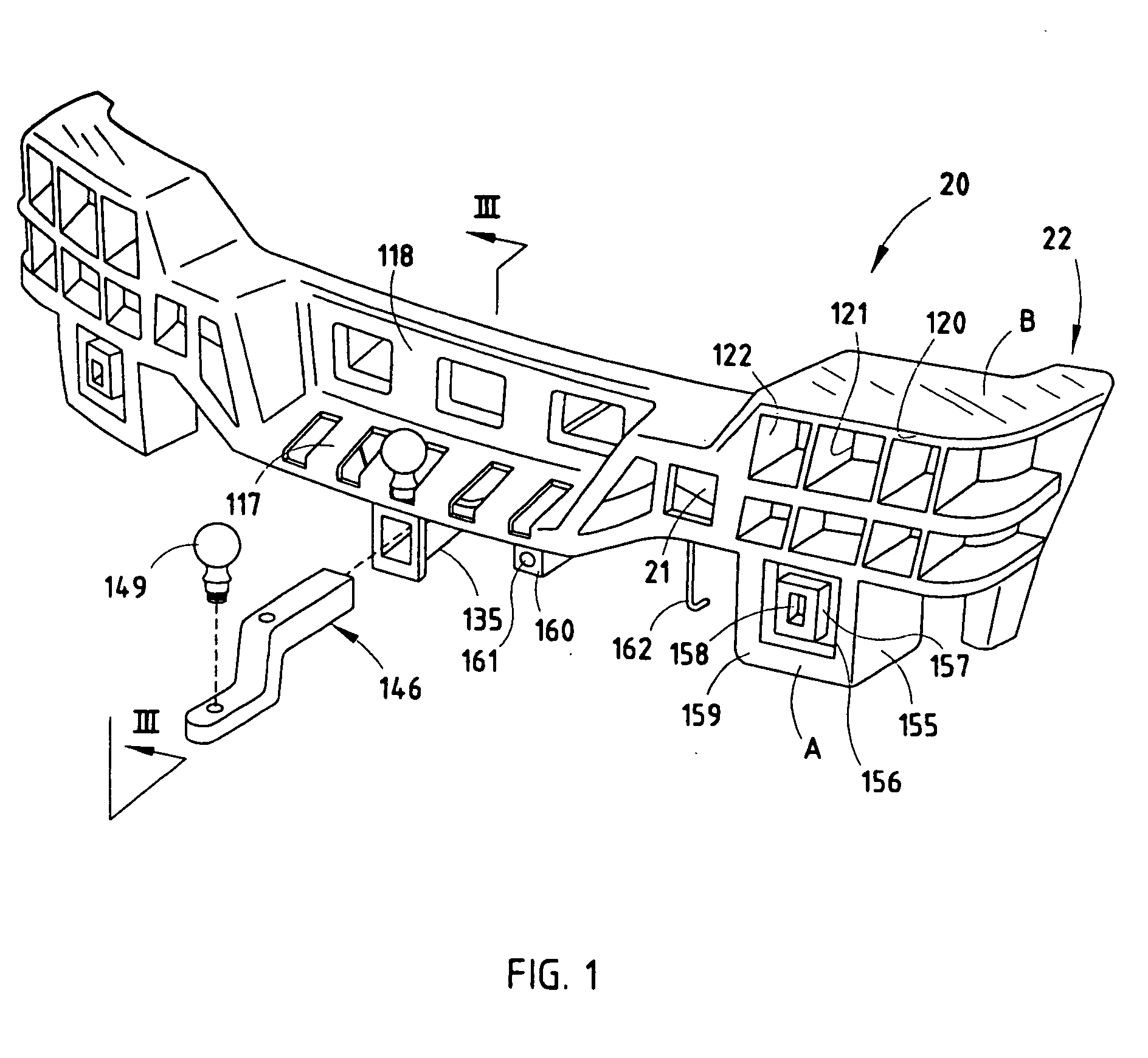 Bumper with energy absorber forming useful features