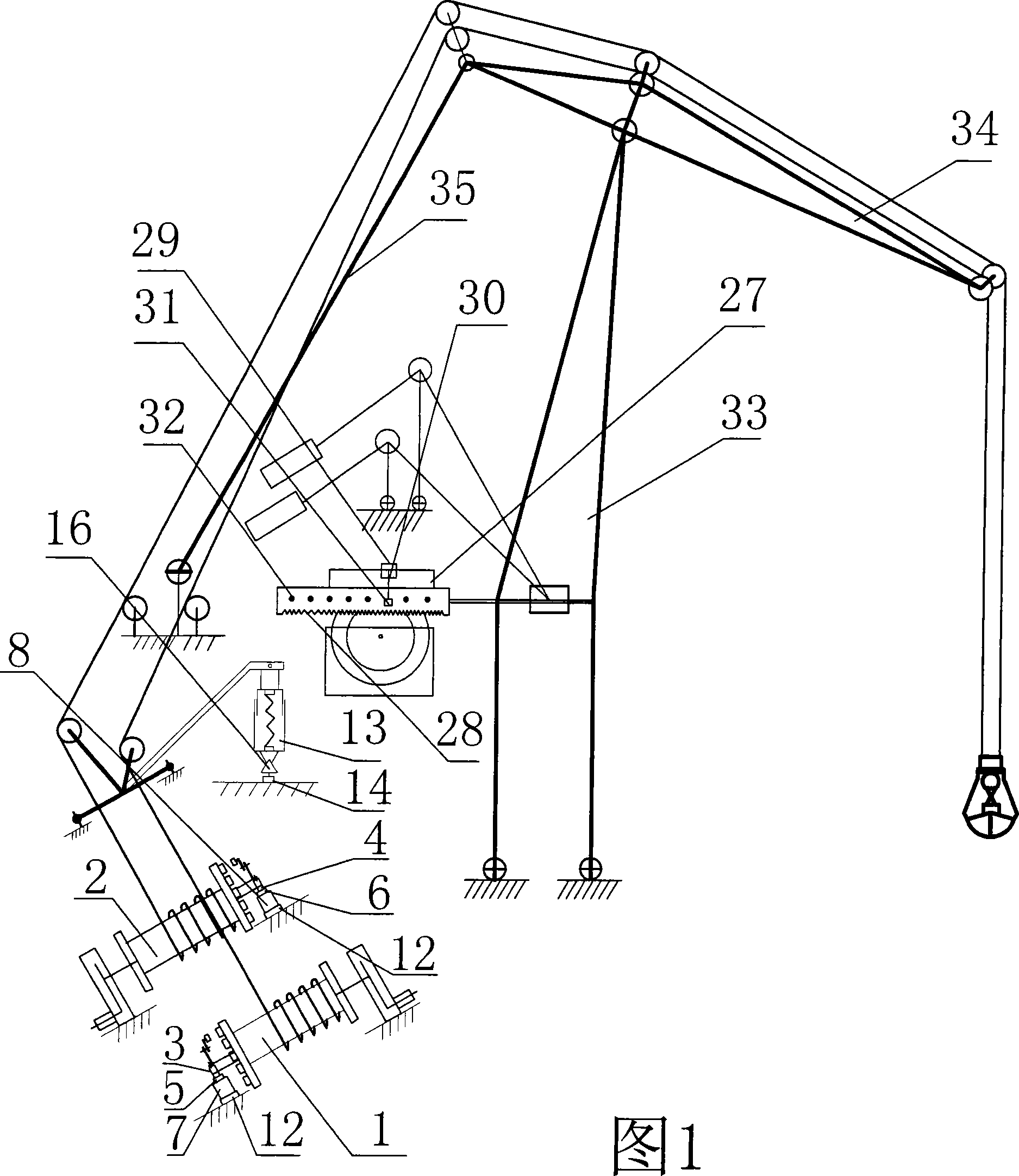 Mechanical weighing mechanism of gantry crane dynamic grab bucket electronic weighing scale