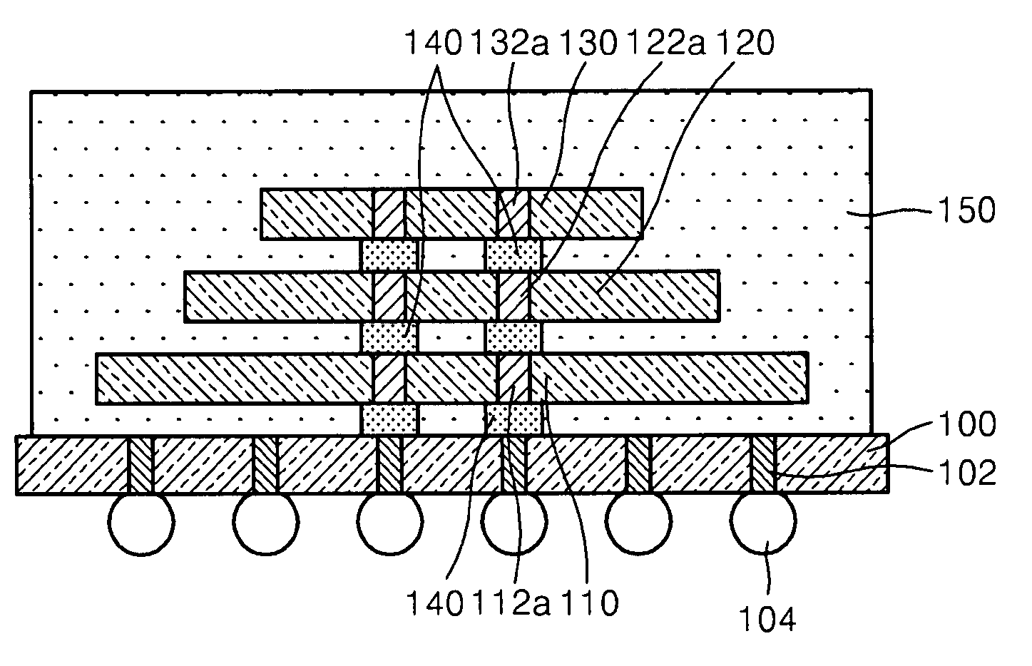 Multi-chip package having a stacked plurality of different sized semiconductor chips, and method of manufacturing the same