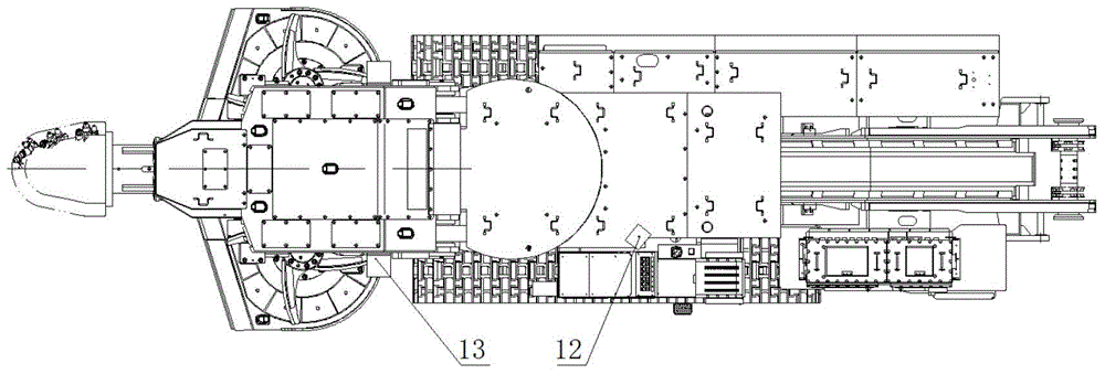 Full-rock roadway longitudinal shaft type heading machine