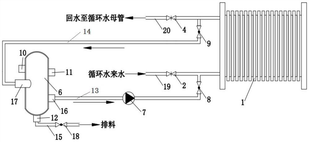 Online cleaning device for cooler