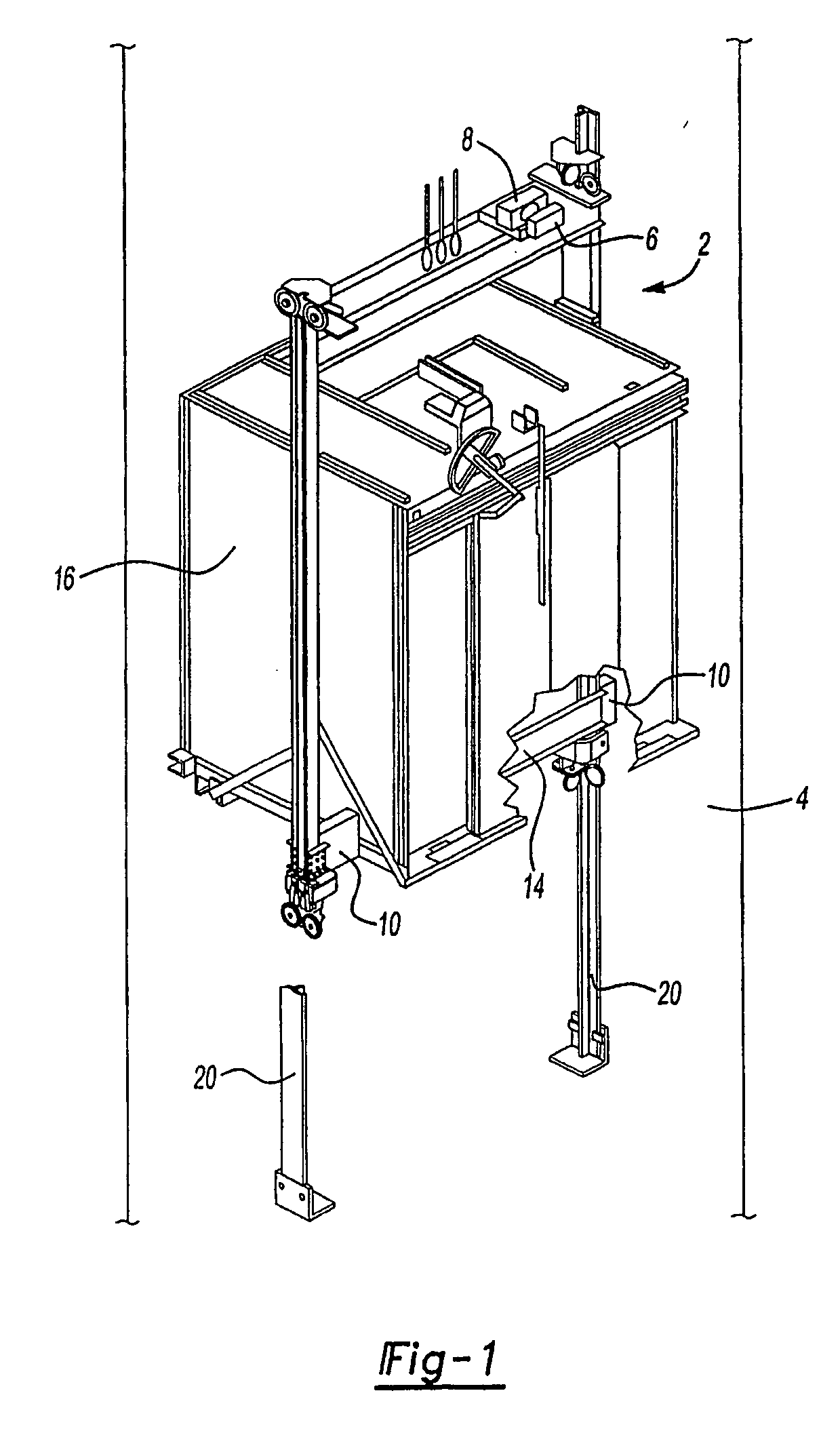 Remotely resettable ropeless emergency stopping device for an elevator