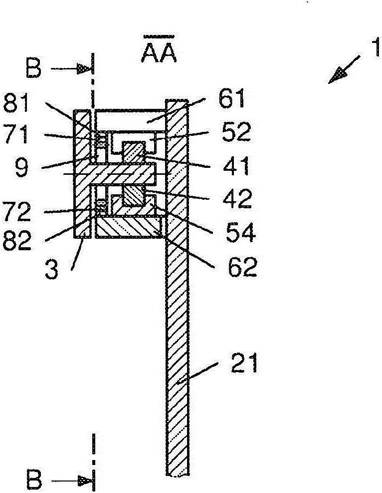 Sliding door module/pivoting sliding door module having floating mounting of a rack of a rack-and-pinion drive