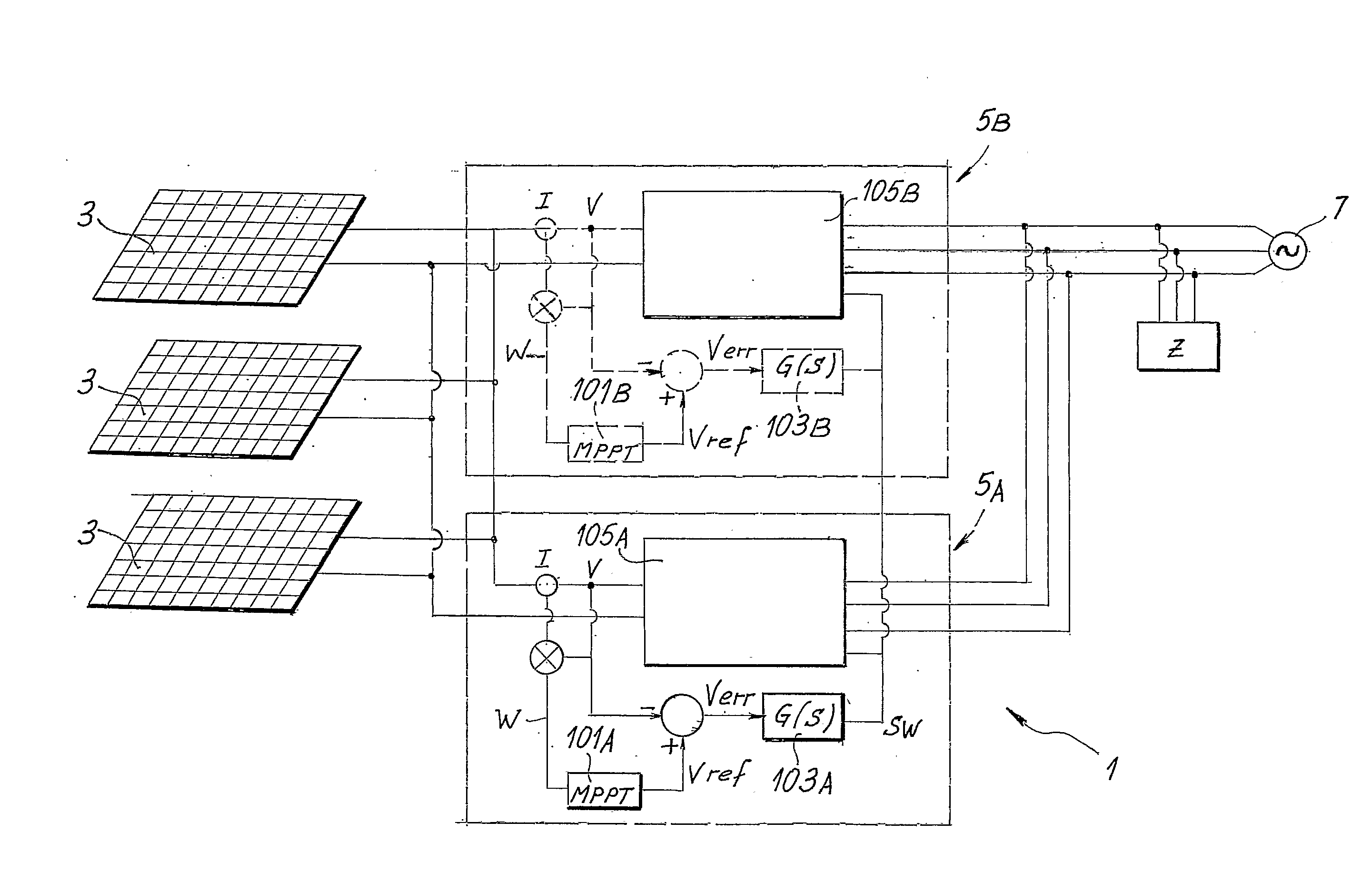 Delivery of Electric Power by Means of a Plurality of Parallel Inverters and Control Method Based on Maximum Power Point Tracking