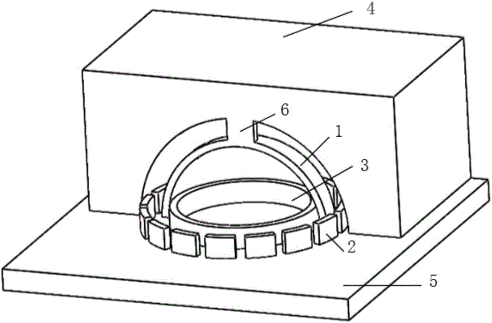 Internally annular and externally discrete double-electrode distributed micro-gyroscope and preparation method thereof