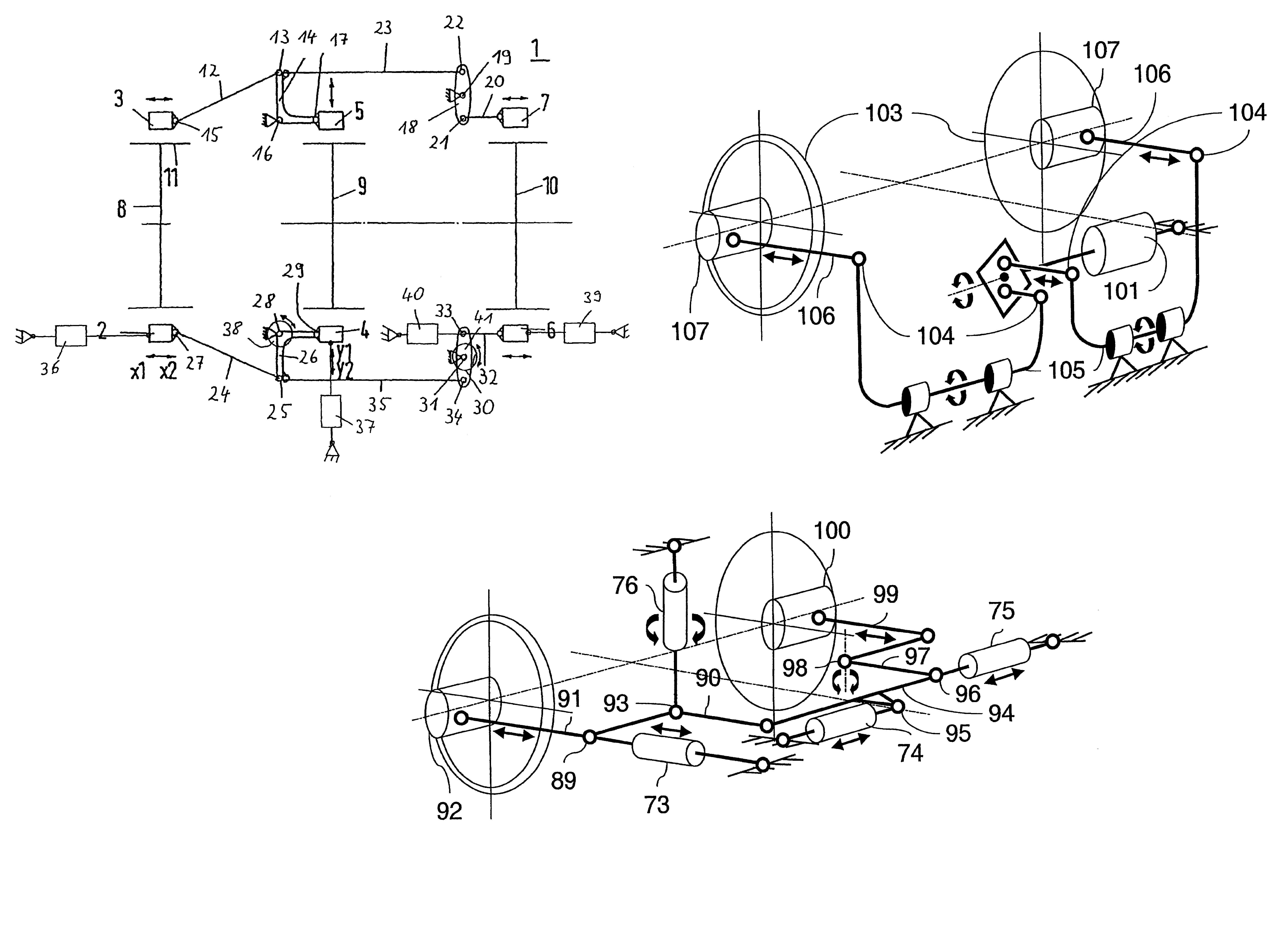 Method and device for active radial control of wheel pairs or wheel sets on vehicles