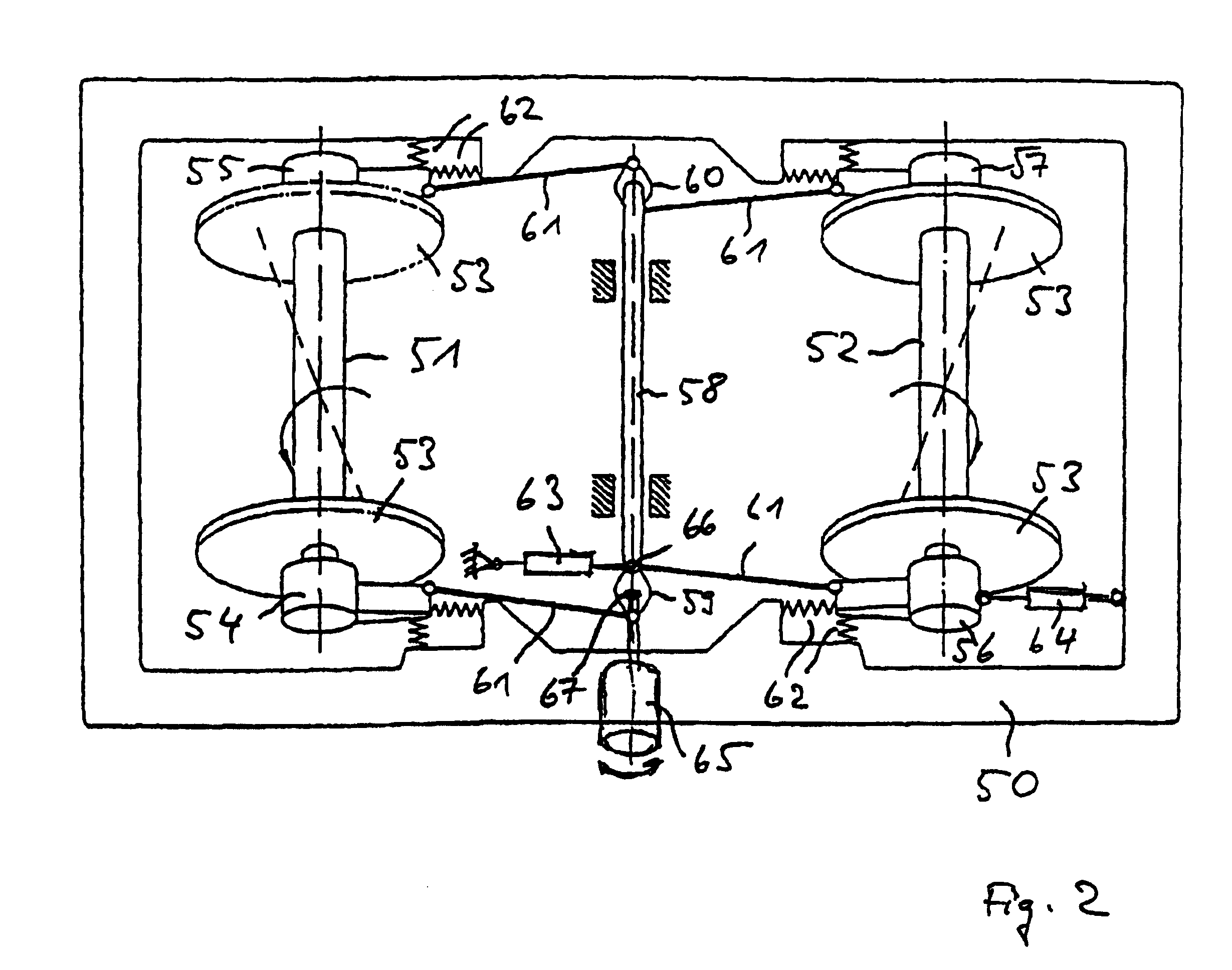 Method and device for active radial control of wheel pairs or wheel sets on vehicles