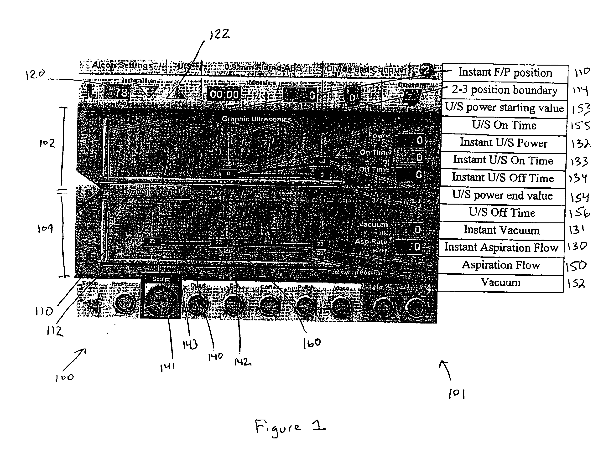 Graphical user interface system and method for representing and controlling surgical parameters