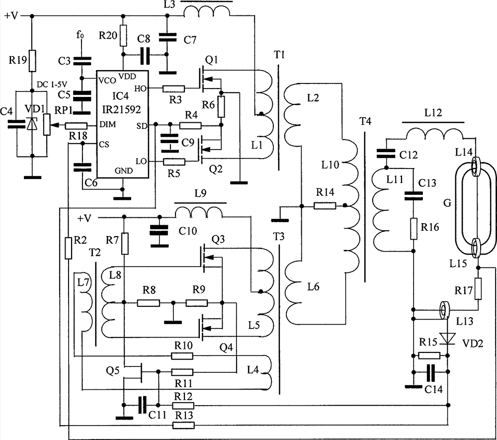 Solar energy power source injection locking power synthesis light-dimmer electrodeless lamp