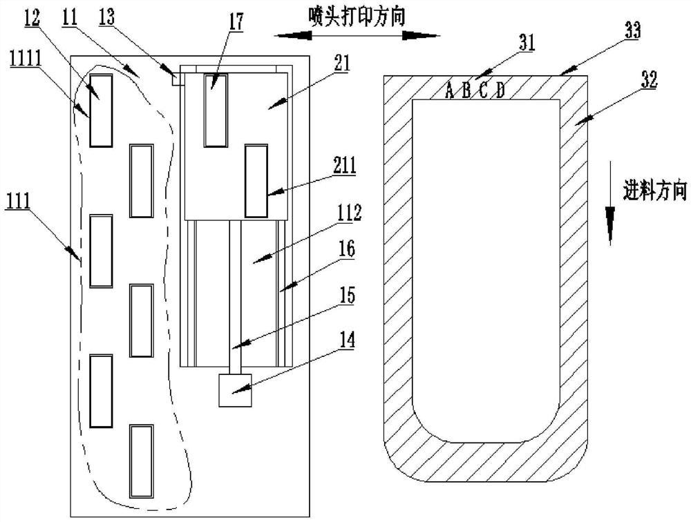 Double-color printing nozzle permutation and combination structure and printing method