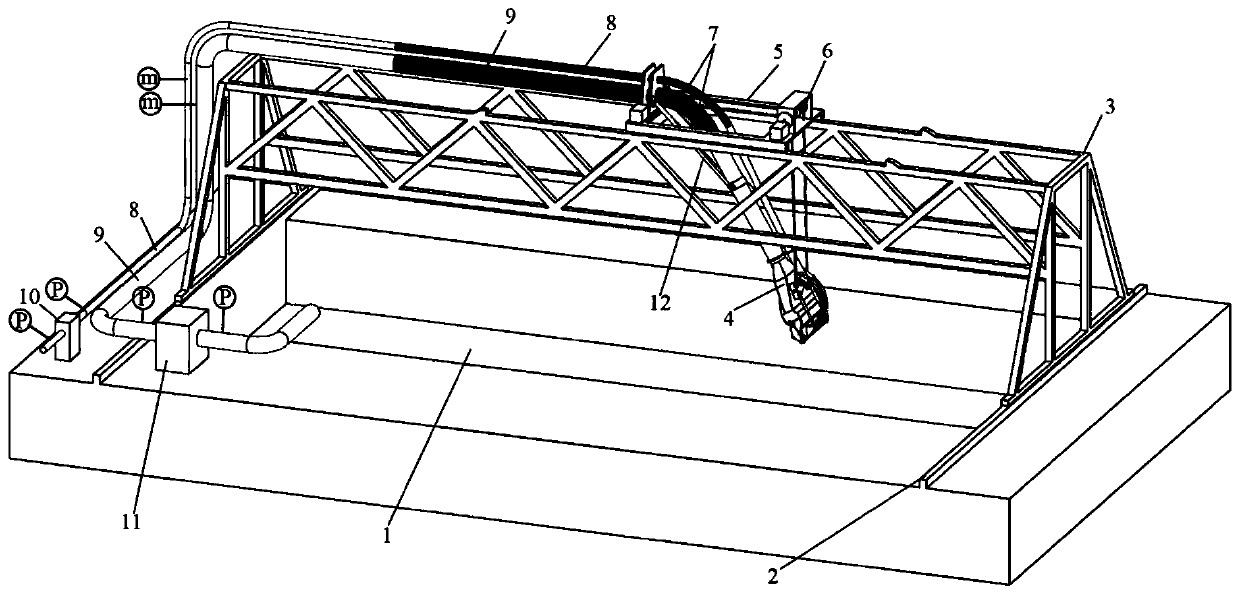 Rake head construction simulation test device