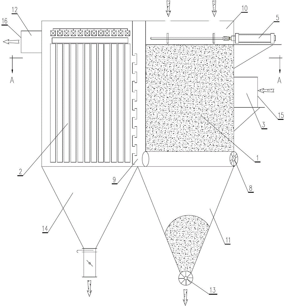 Integrated multi-purification device for dust containing sticky material like tar