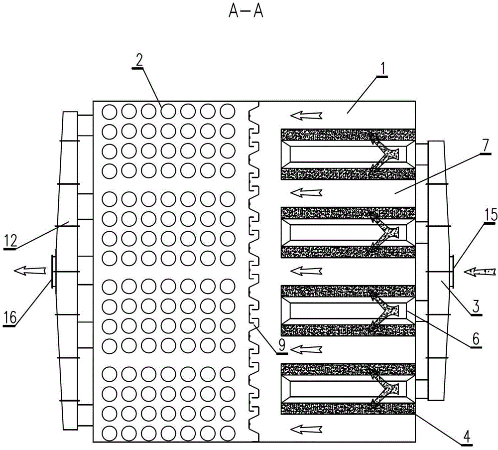 Integrated multi-purification device for dust containing sticky material like tar