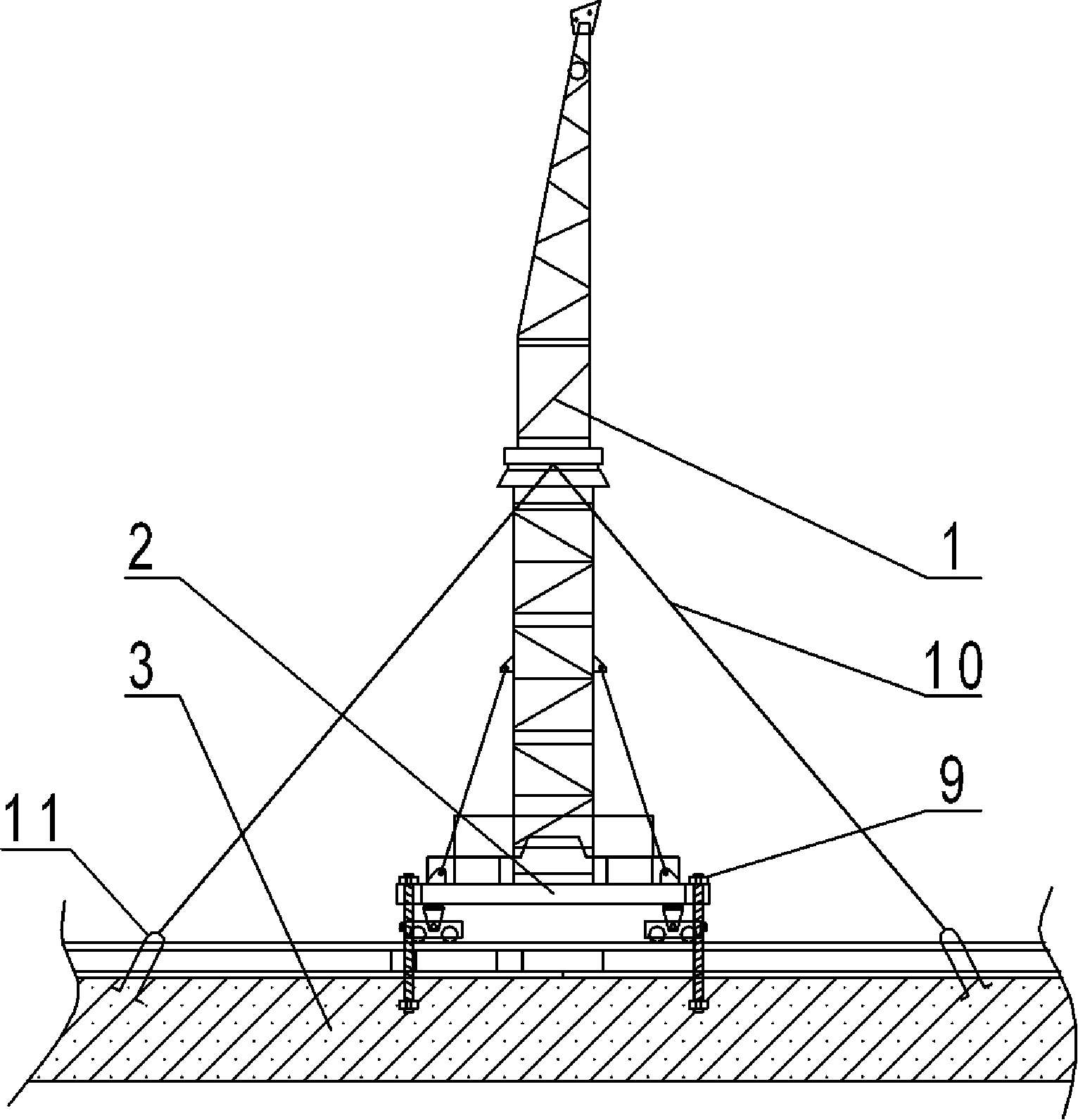 Moving tower crane bridge surface running construction method and apparatus