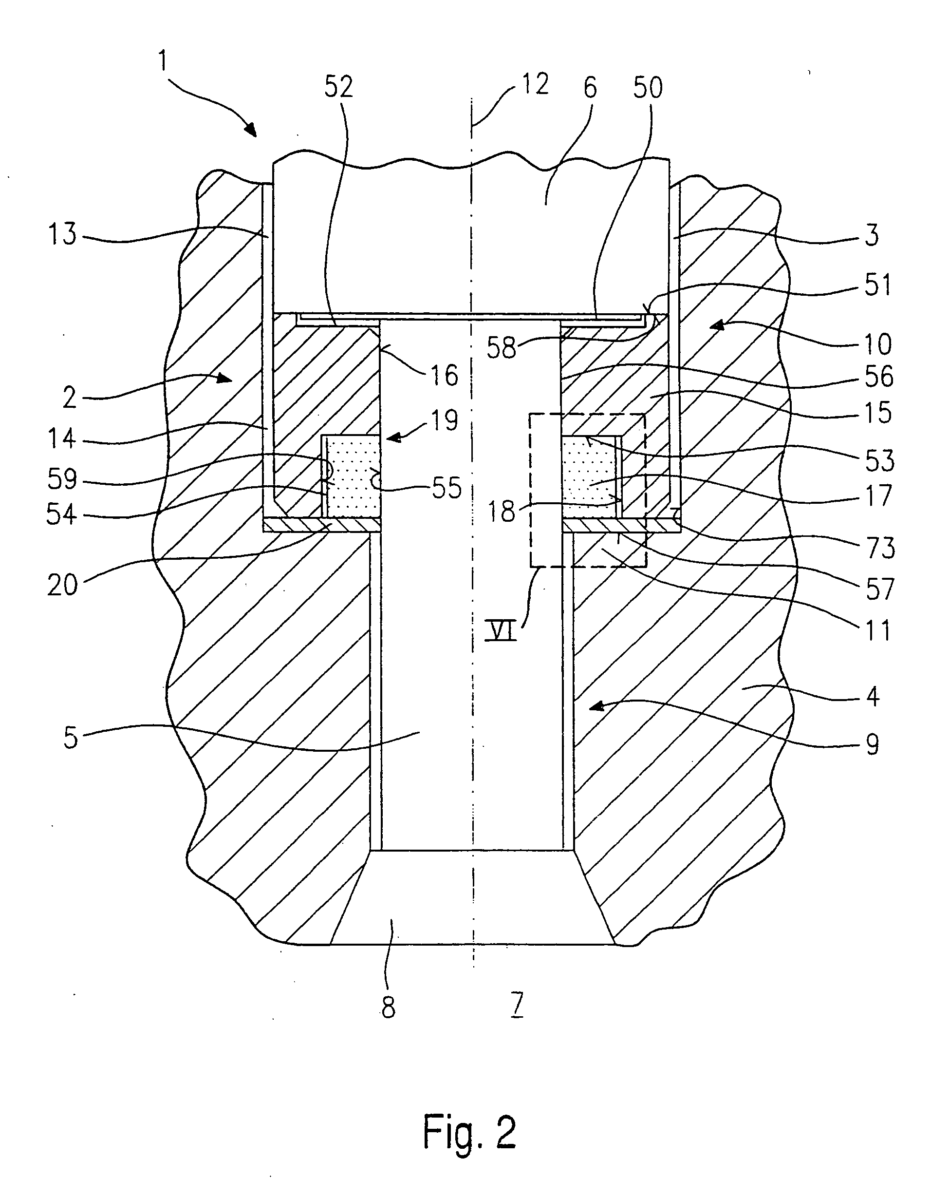 Sealing element and holding-down clamp for a fuel injector