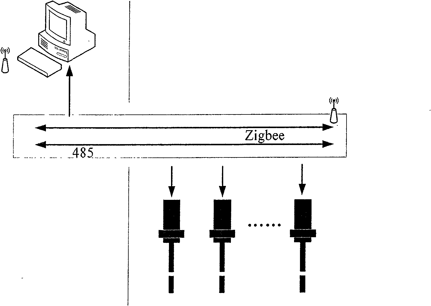 Magnetostrictive displacement sensor with high precision and large measuring range