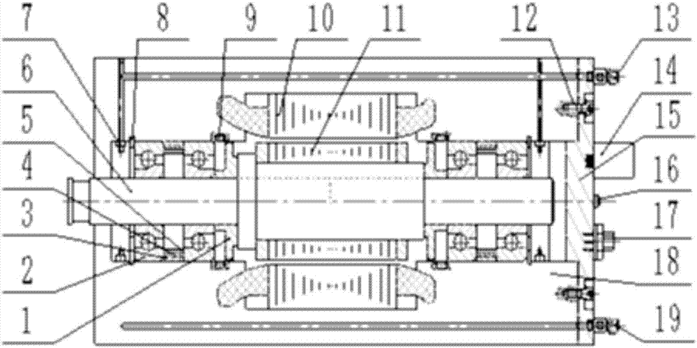 Electric spindle angular contact ball bearing pre-tightening force regulating mechanism