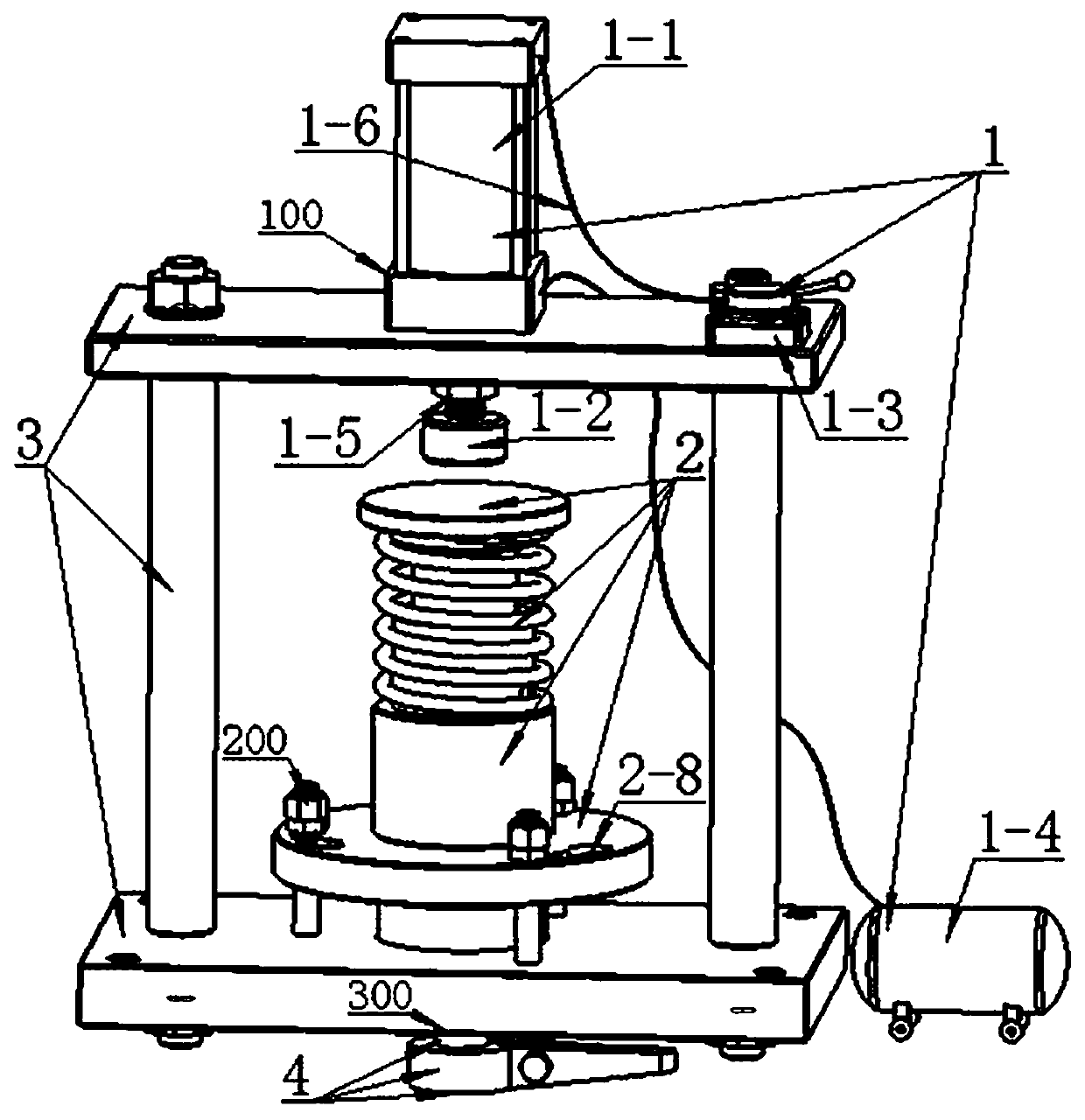 A pneumatic injection molding device