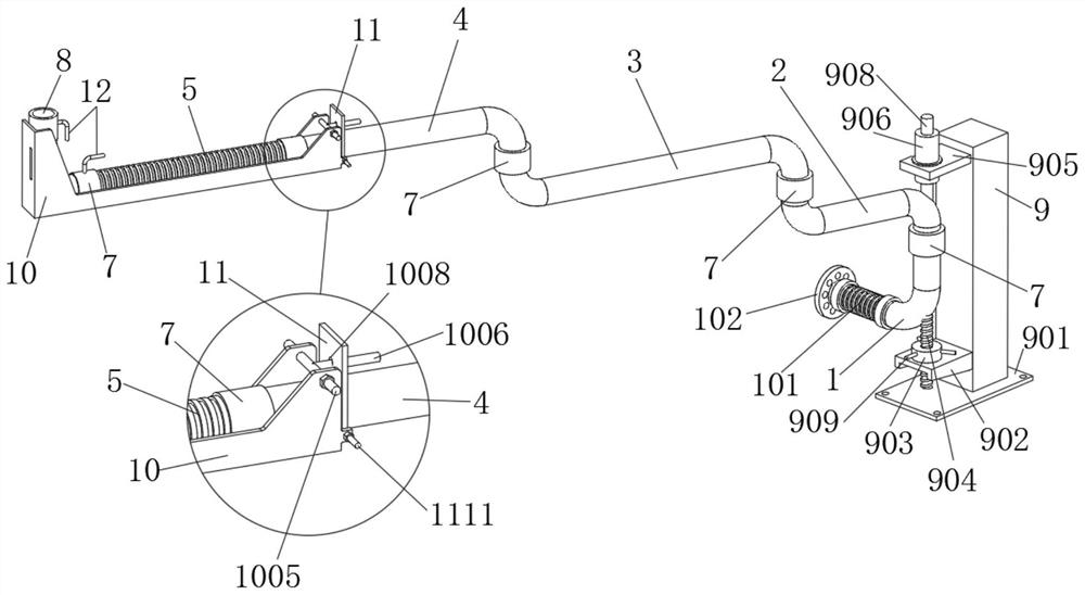 A height-adjustable tank container unloading arm