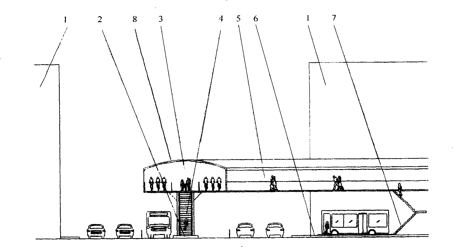 Few stopping, zero change, and convenient mounting rapid transit system