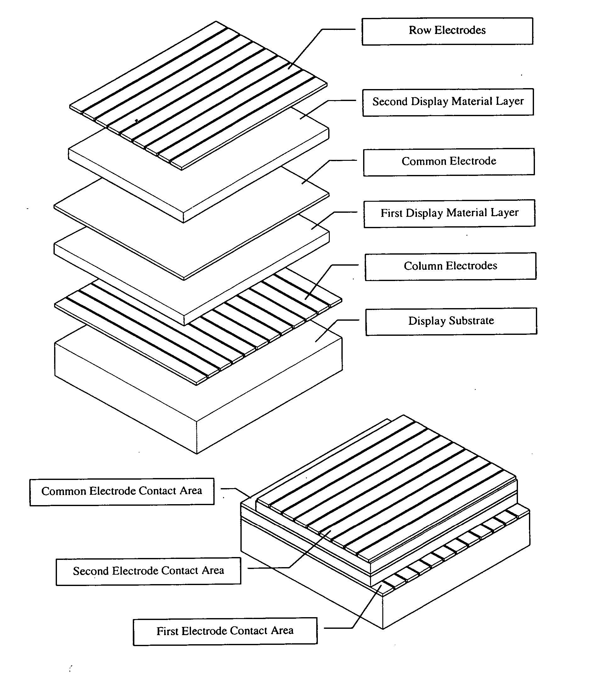 Common transparent electrode for reduced voltage displays