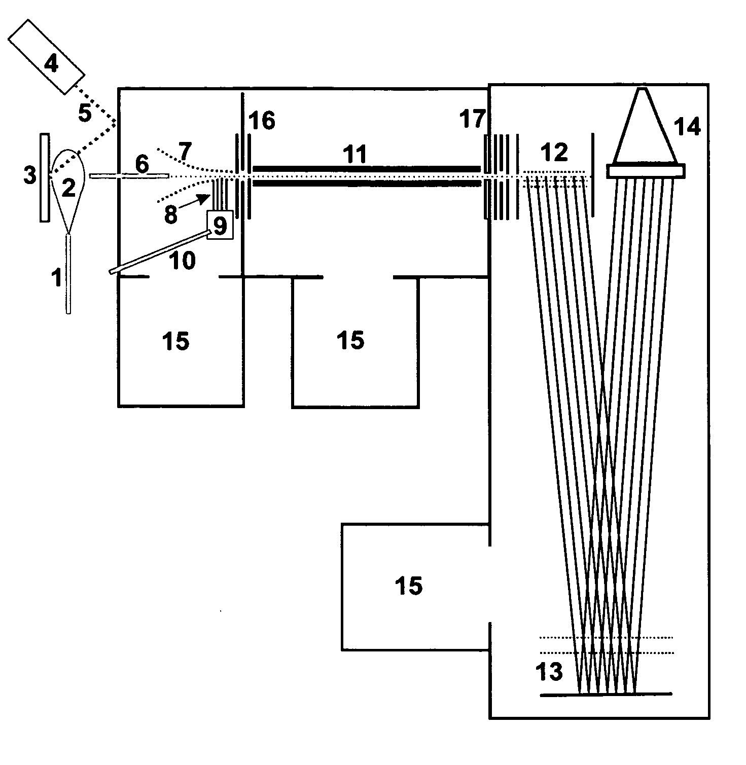 Mass spectrometer and reaction cell for ion-ion reactions